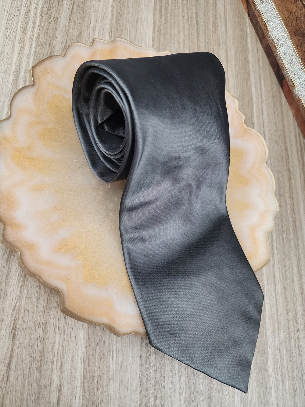 Nordstrom J.Z. Richards Silk Tie Charcoal Gray Solid Hand Made USA Necktie